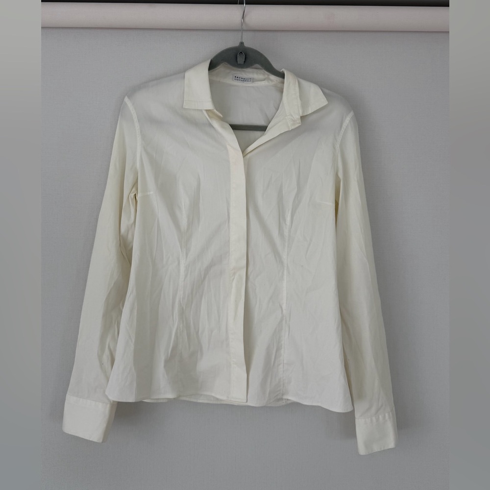Brunello Cucinelli Cream Button-Up Shirt